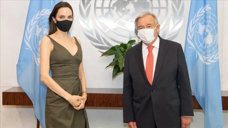 BM Genel Sekreteri Guterres, iyi niyet elçisi ünlü oyucu Angelina Jolie ile görüştü